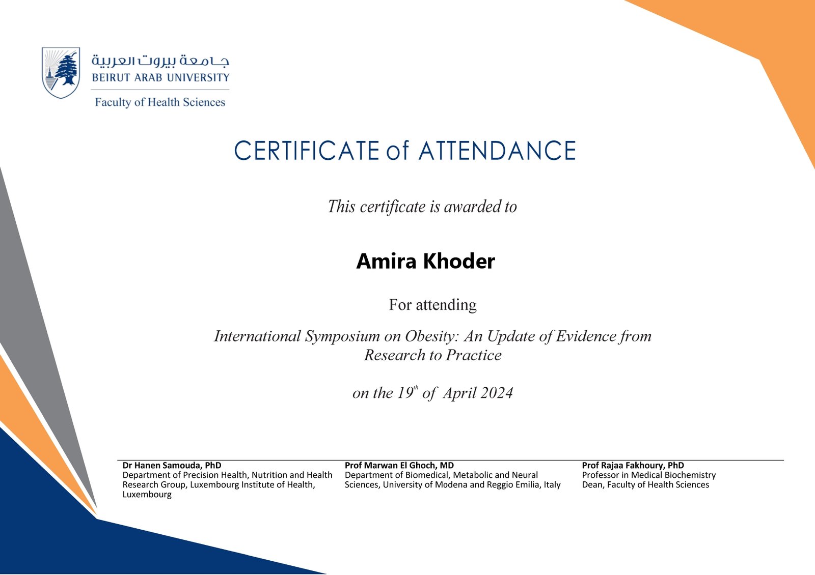 International Symposium on Obesity: From Research to Practice